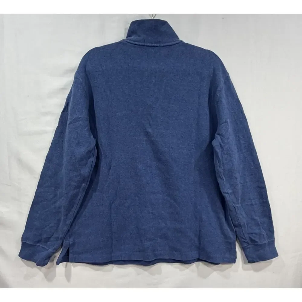 Polo Ralph Lauren Sweater Mens L Blue 1/4 Zip Pullover Blue Pony Collared Preppy
